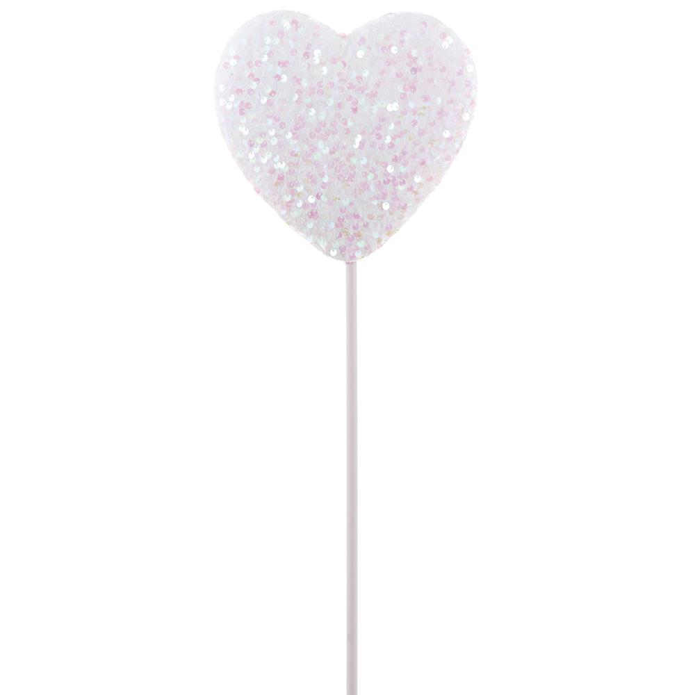 20"Sequin Heart Pick - White