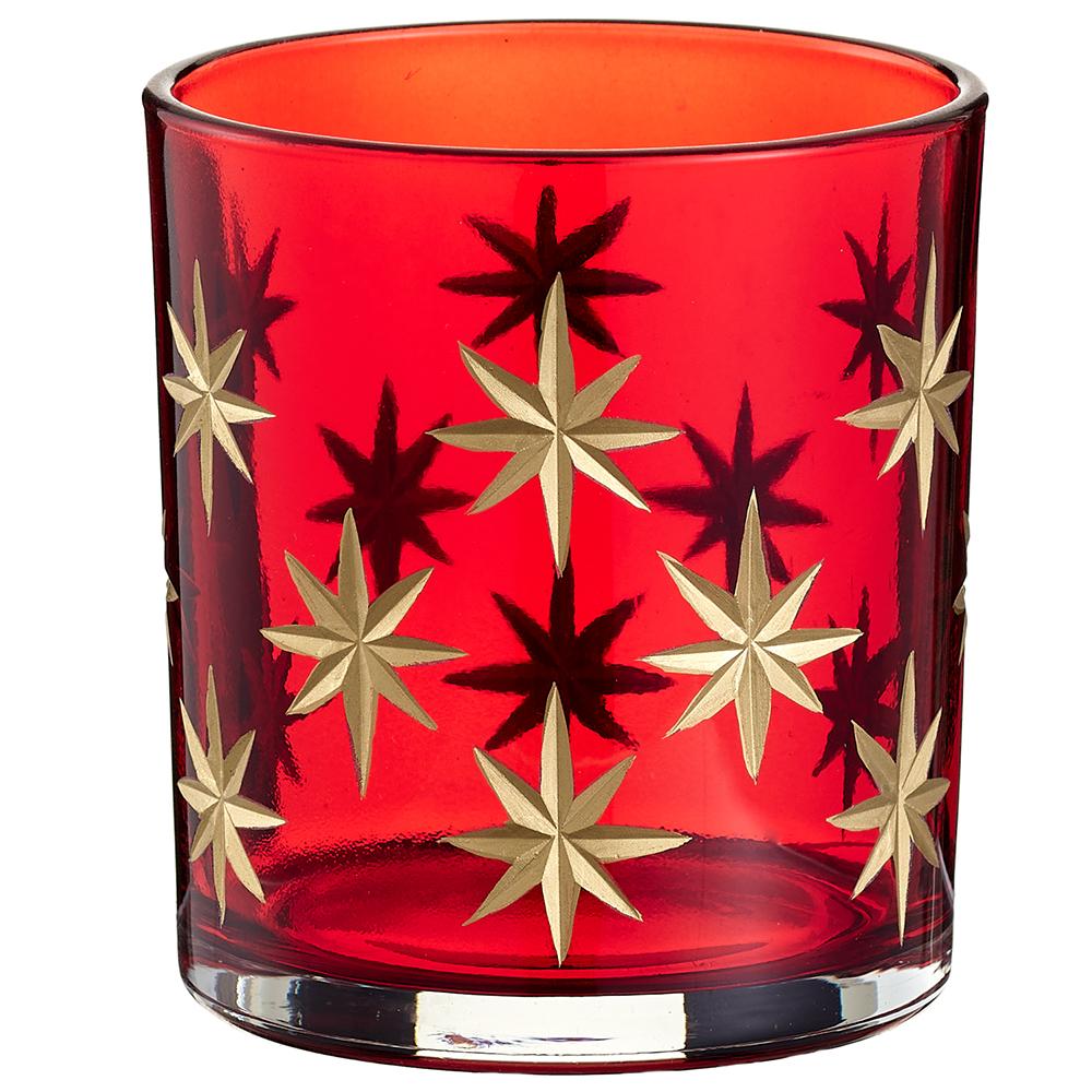 35" Glass  Candleholder - Red