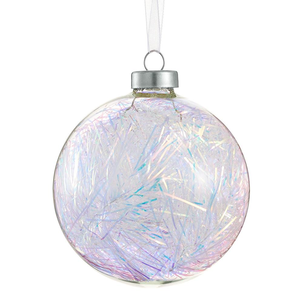 4" Glass  Ball Ornament  with Tinsel