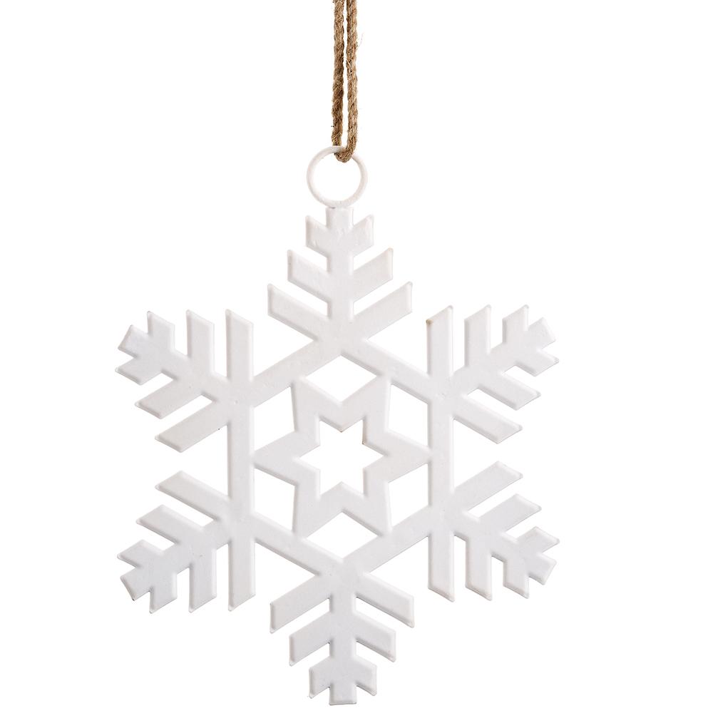 20"Flock Metal Snowflk.Ornamen - White