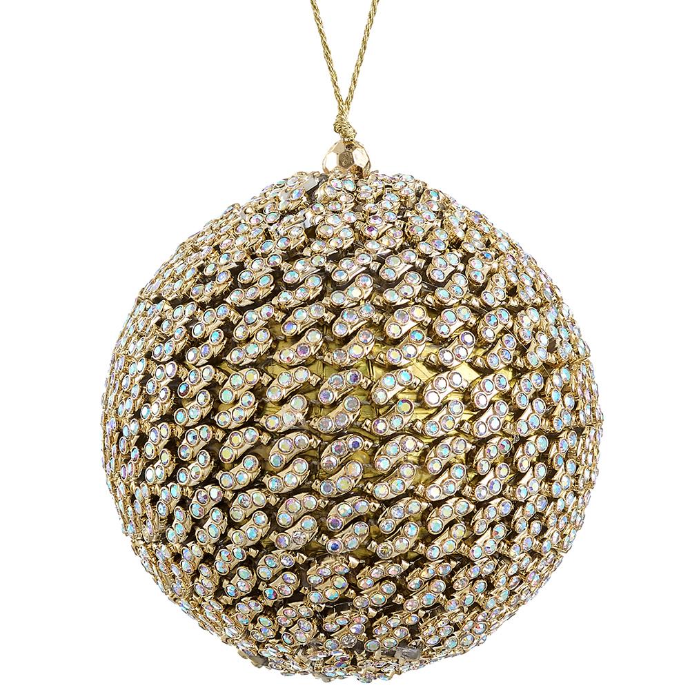 4"  Diamond Ball Ornament   Gold
