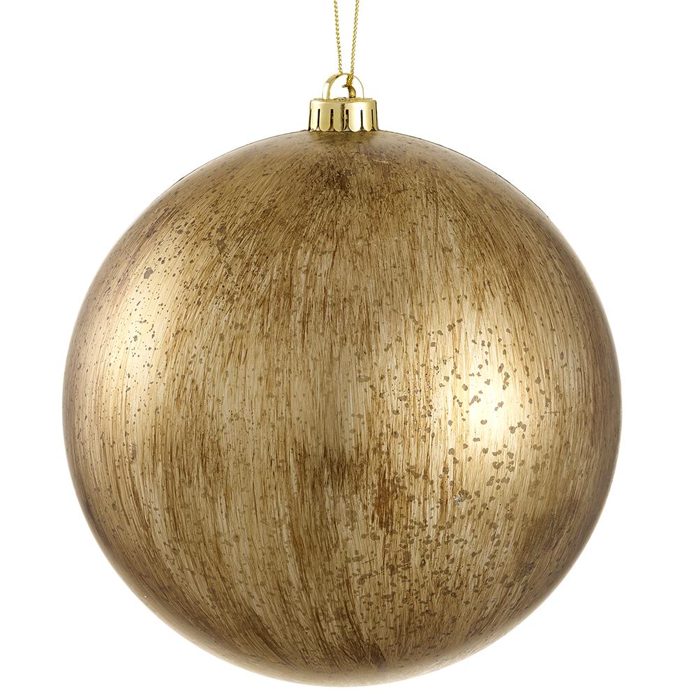 8" Plastic Ball Ornament  - Antiqued Gold