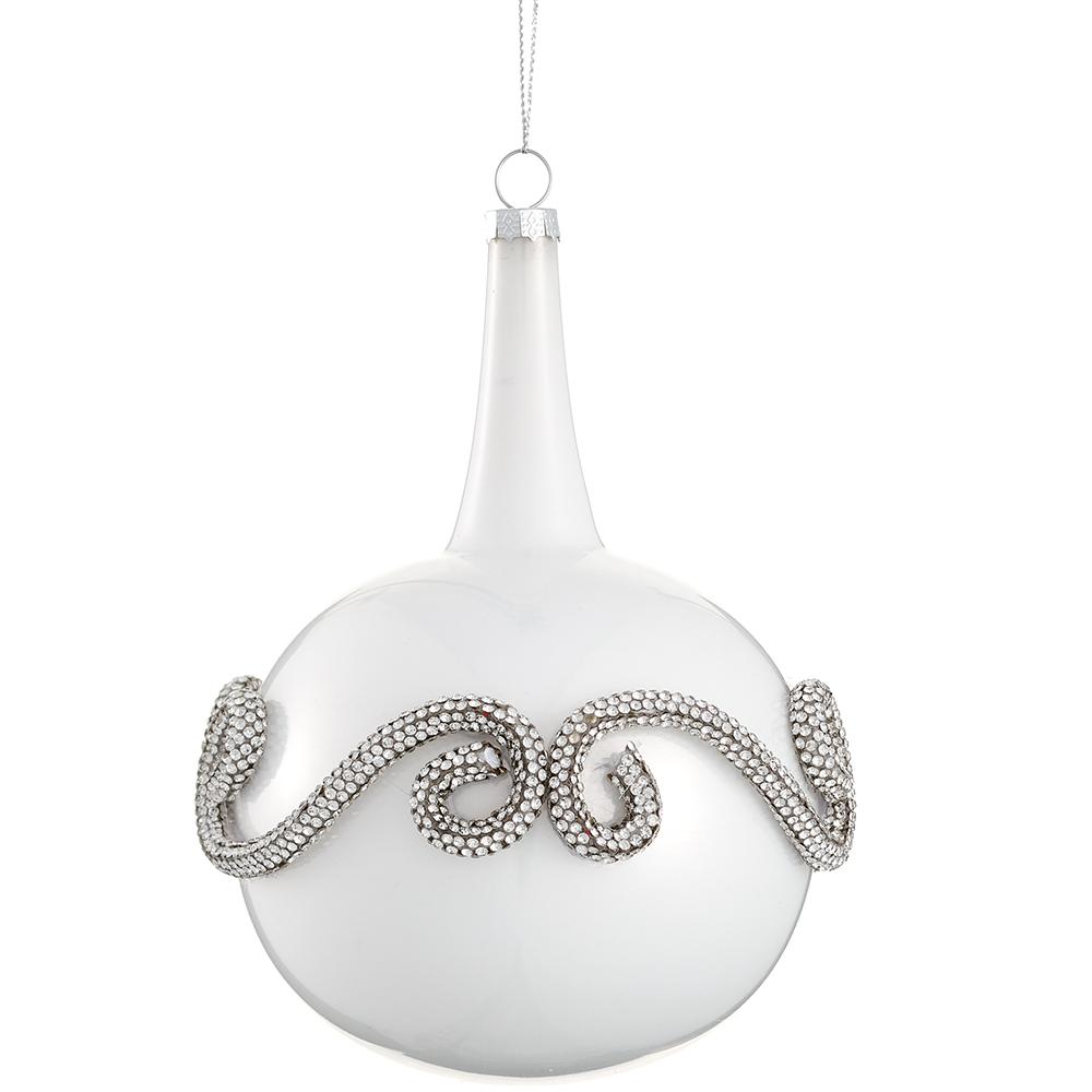 6"  Diamond Trim Glass Drop Ornament