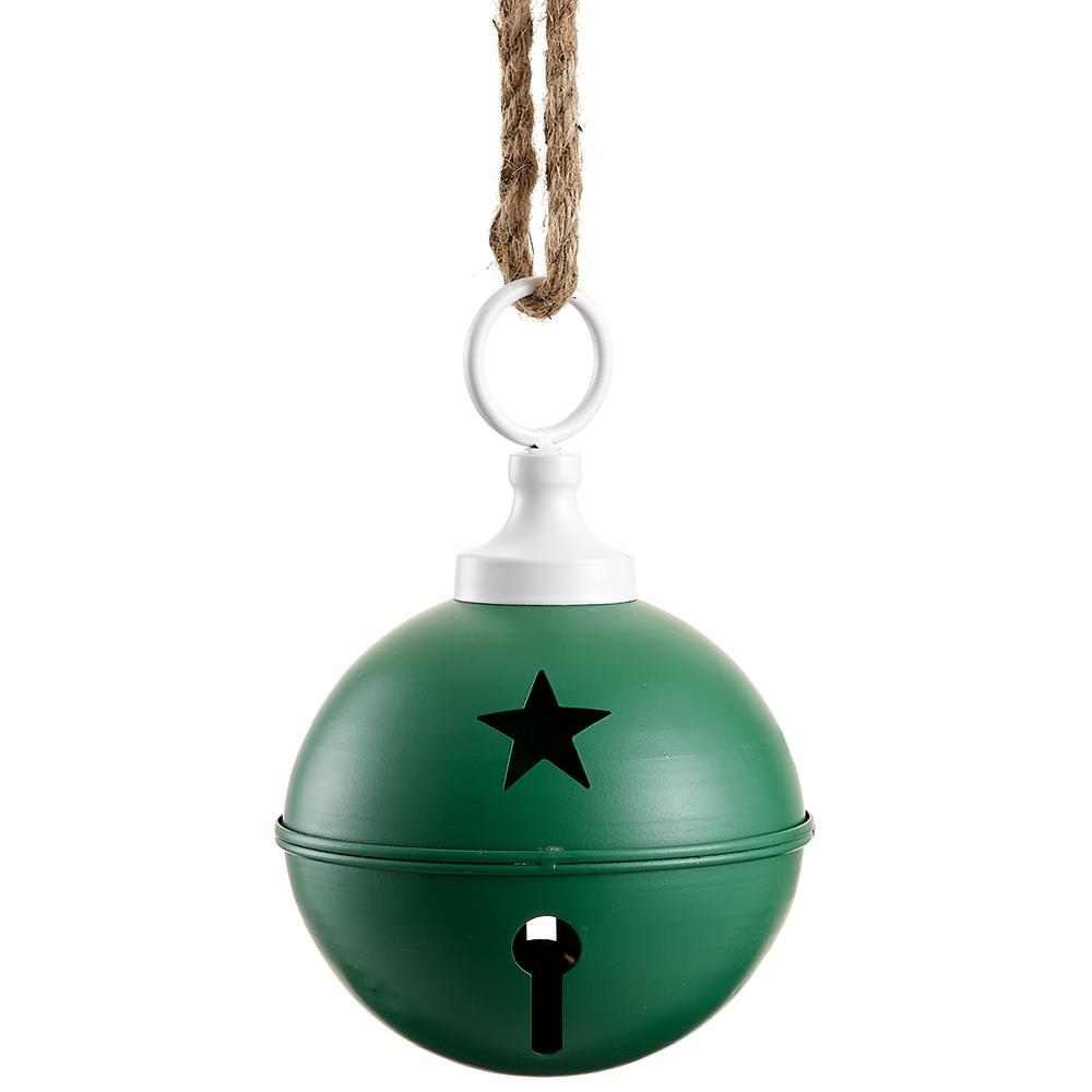 6.5"Metal Jingle Bell Ornament - Green