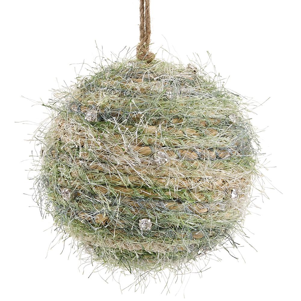 4"Jute/Eyelash Yarn Ball Orna