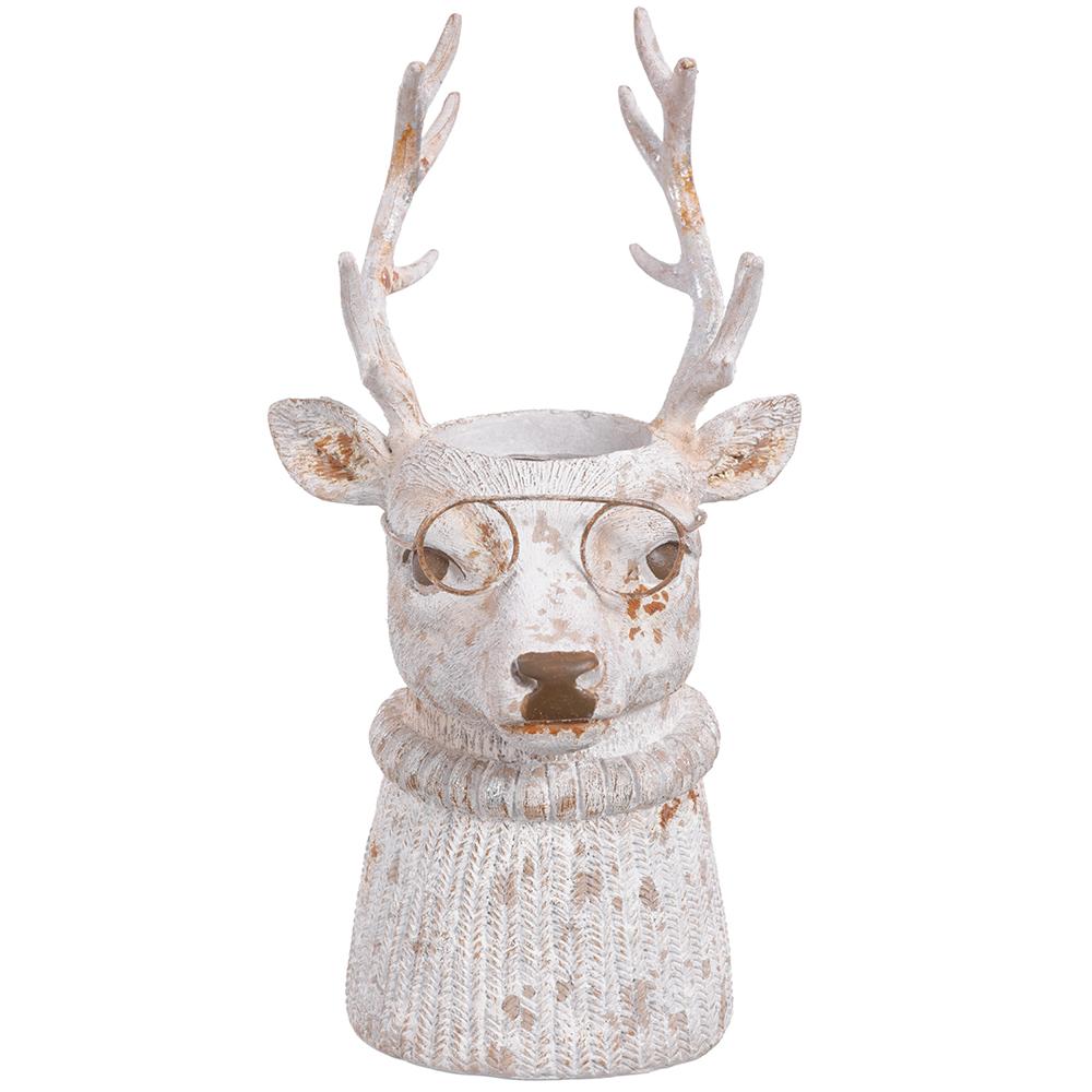 11.5" White Reindeer Planter