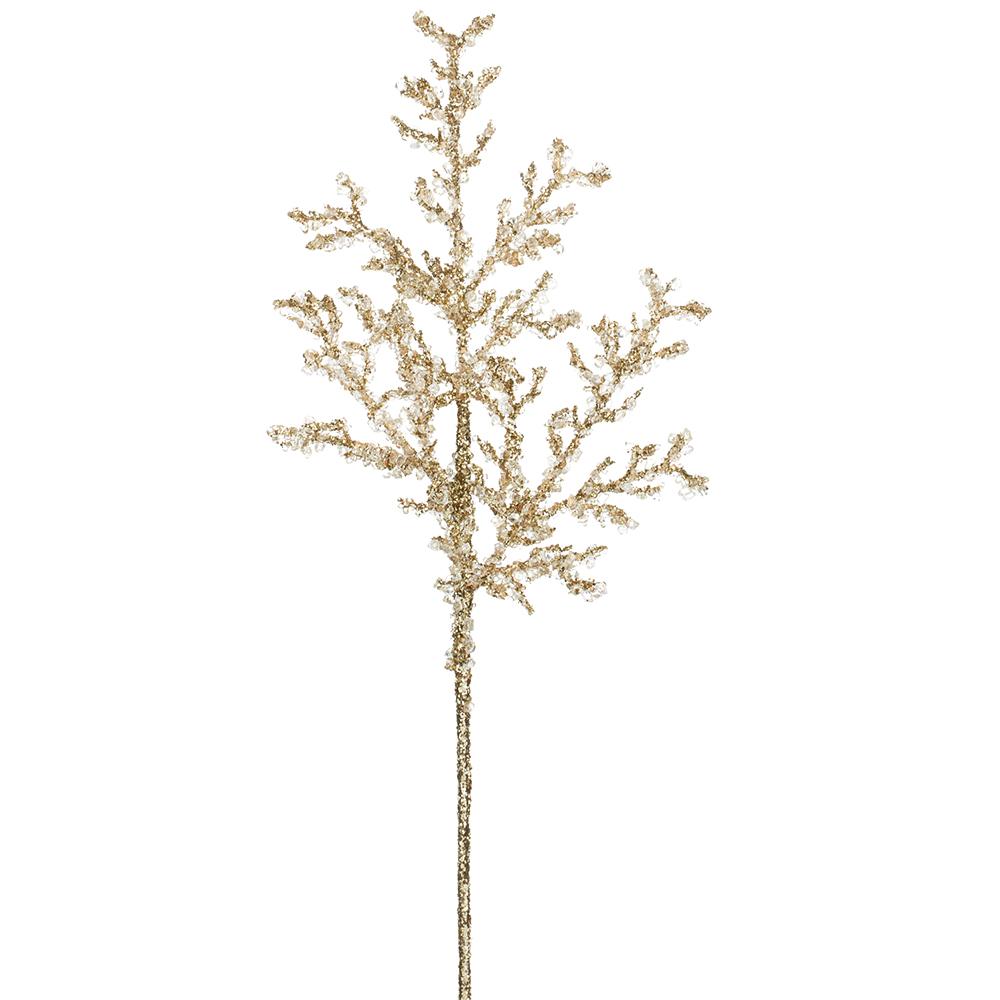 24"  Glittered Beaded Spray - Gold
