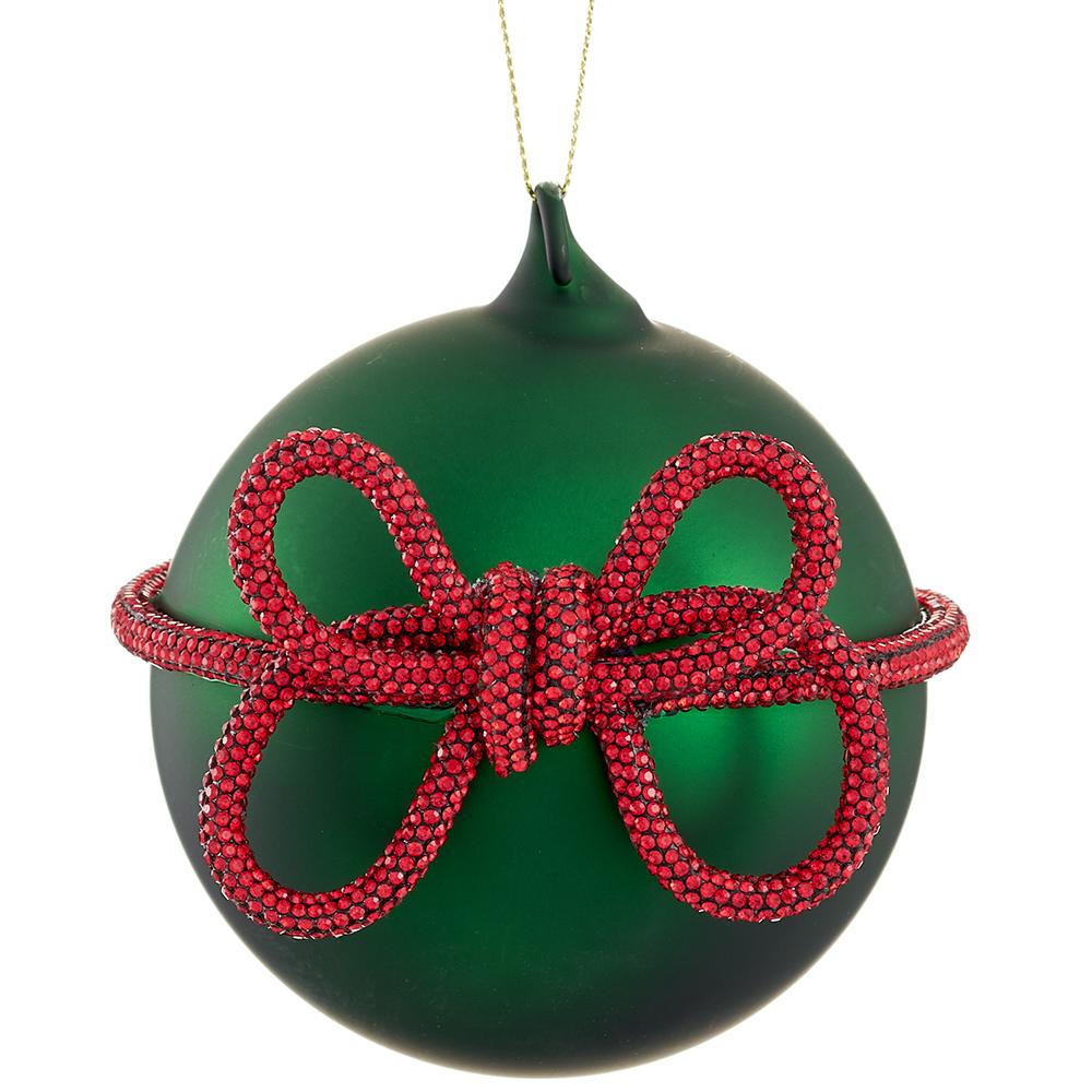4" Glass Ball Ornament with  Diamond Bow