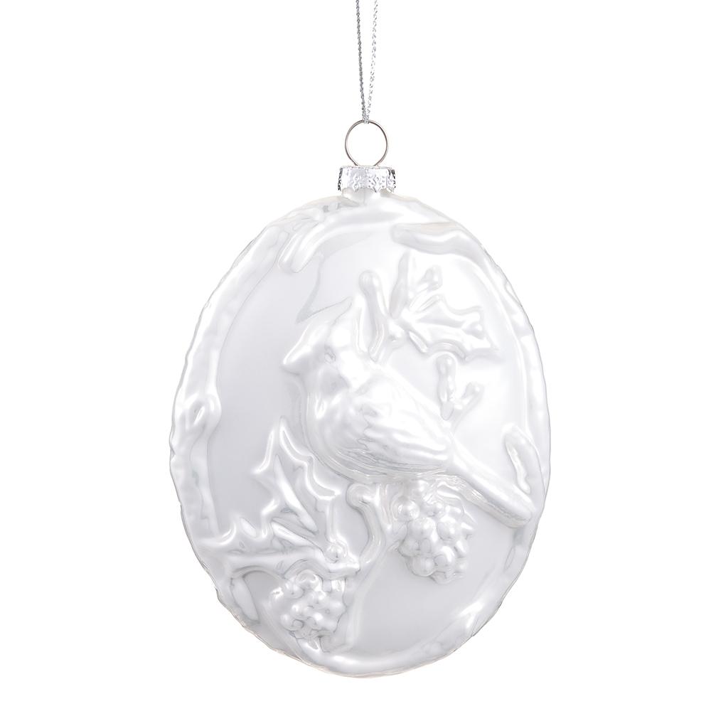 5.5"Glass Cardinal Disc Ornmt