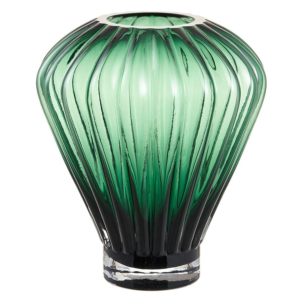 10.5"Hx9"D Glass Vase - Green