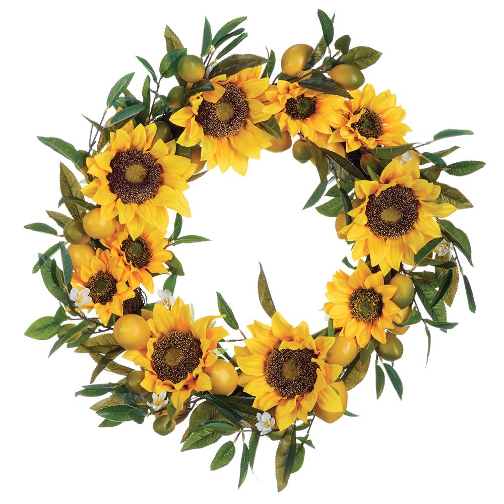 23"Sunflwer + Mnt + Lemon Wreath