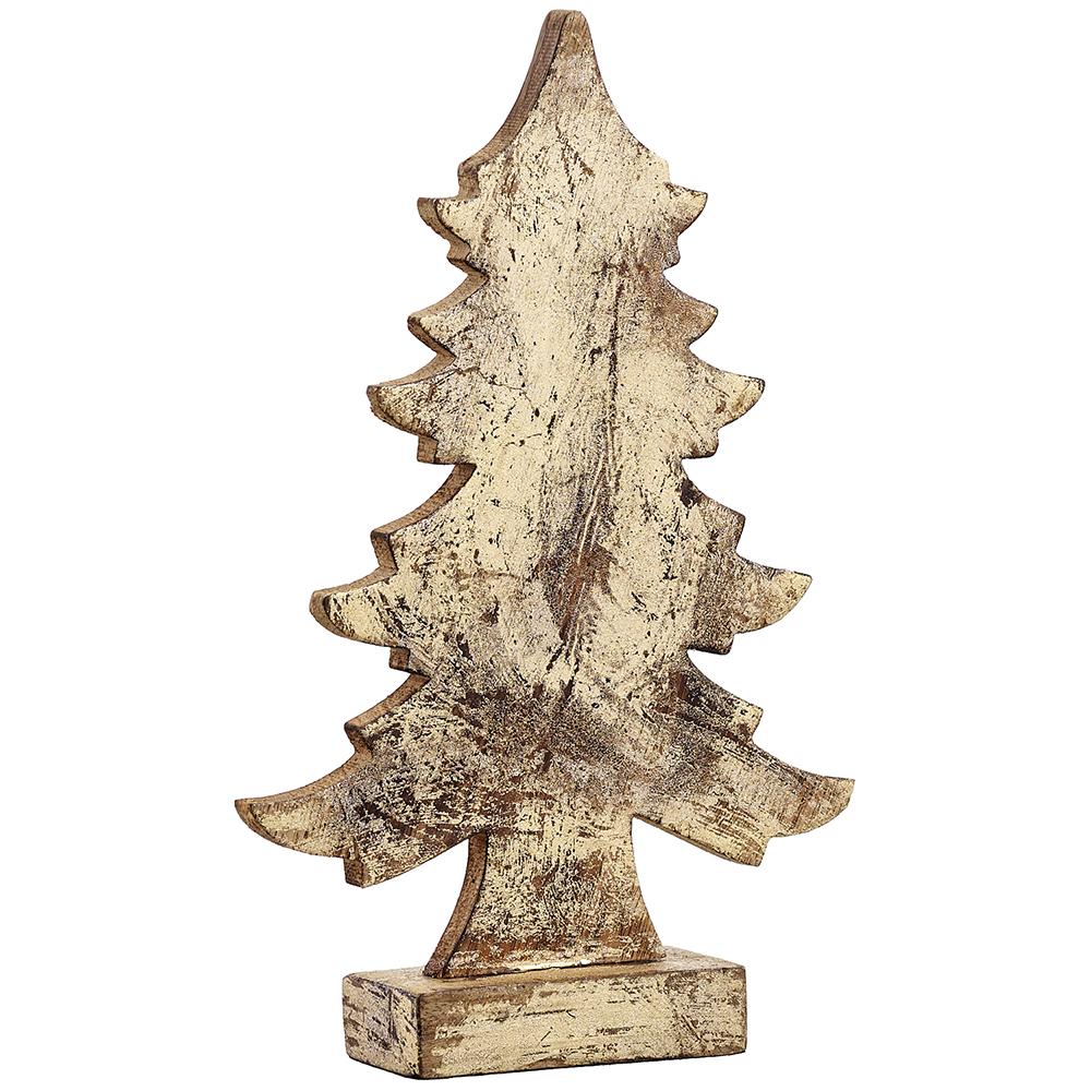 12"  Wood Tree Table Top Gold + Brown