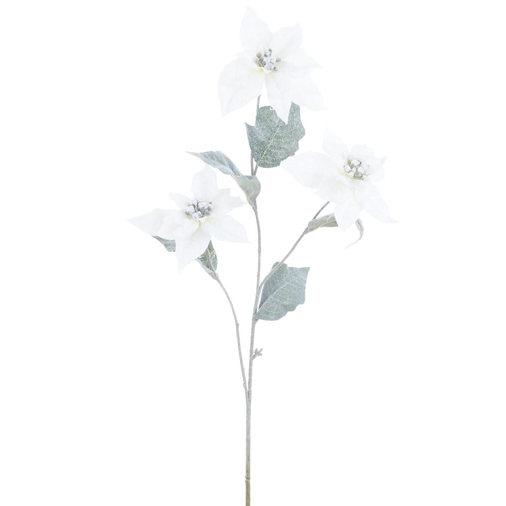 31" Snowed Poinsettia Spray Wh