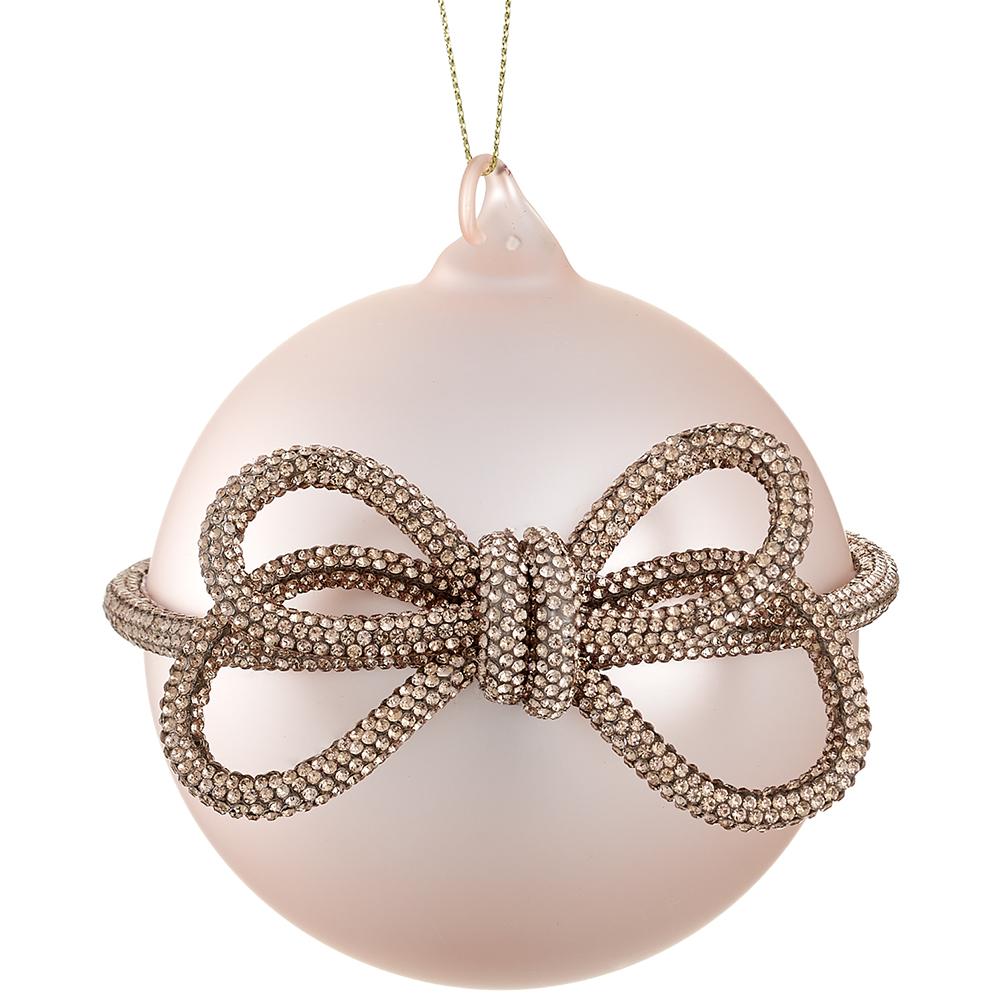 4" Glass Ball Ornament with Diamond Bow