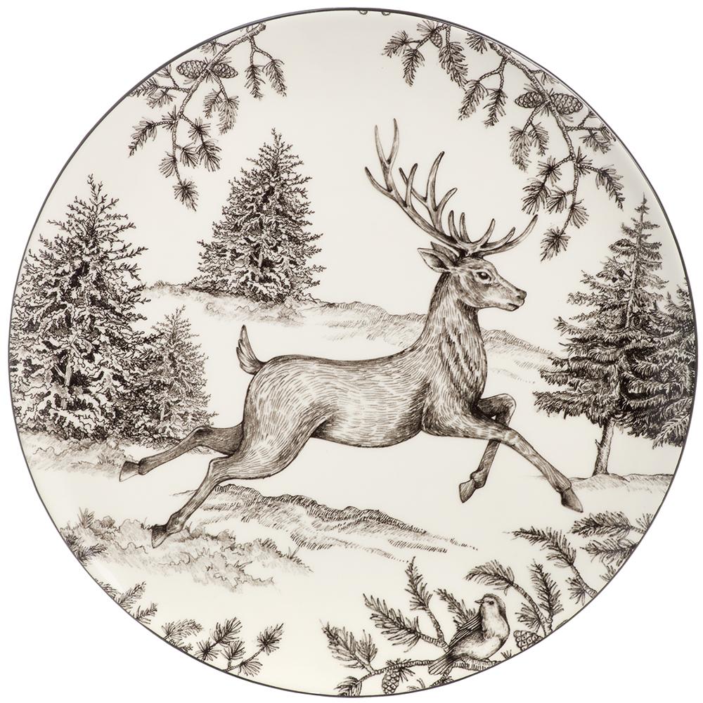 12" Tree + Reindeer Ceramic Plate