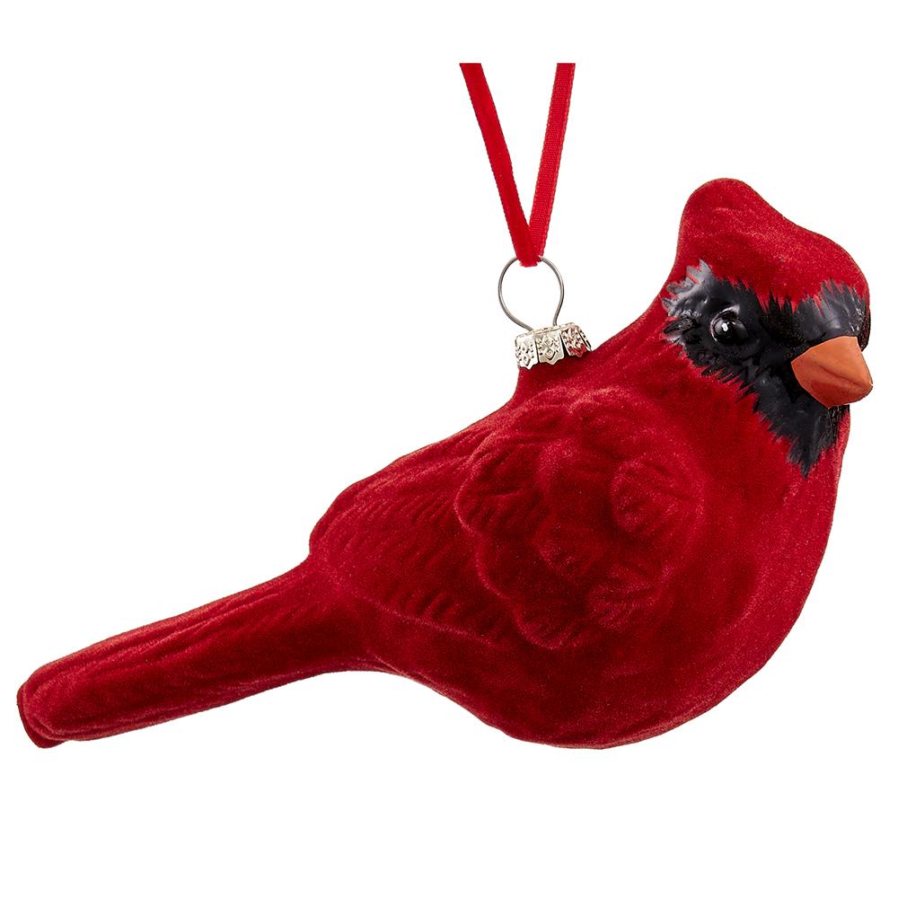6.5"Glass Cardinal Ornament - Red
