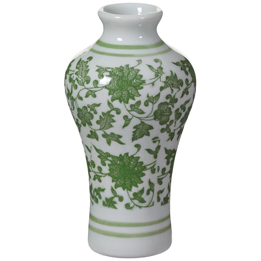 4.5" 3.5" Ceramic Vase - Green + White