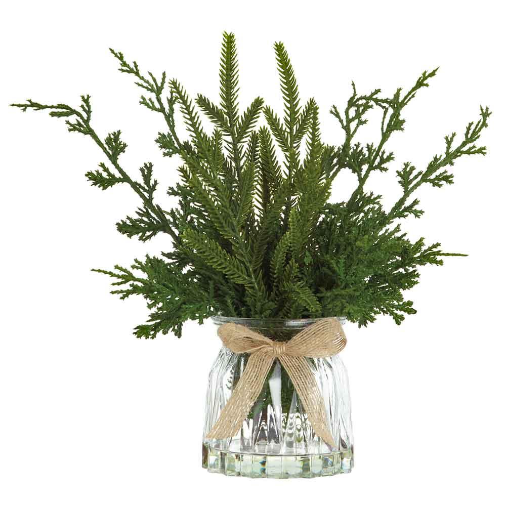 11" Mixed Pine in Glass Vase