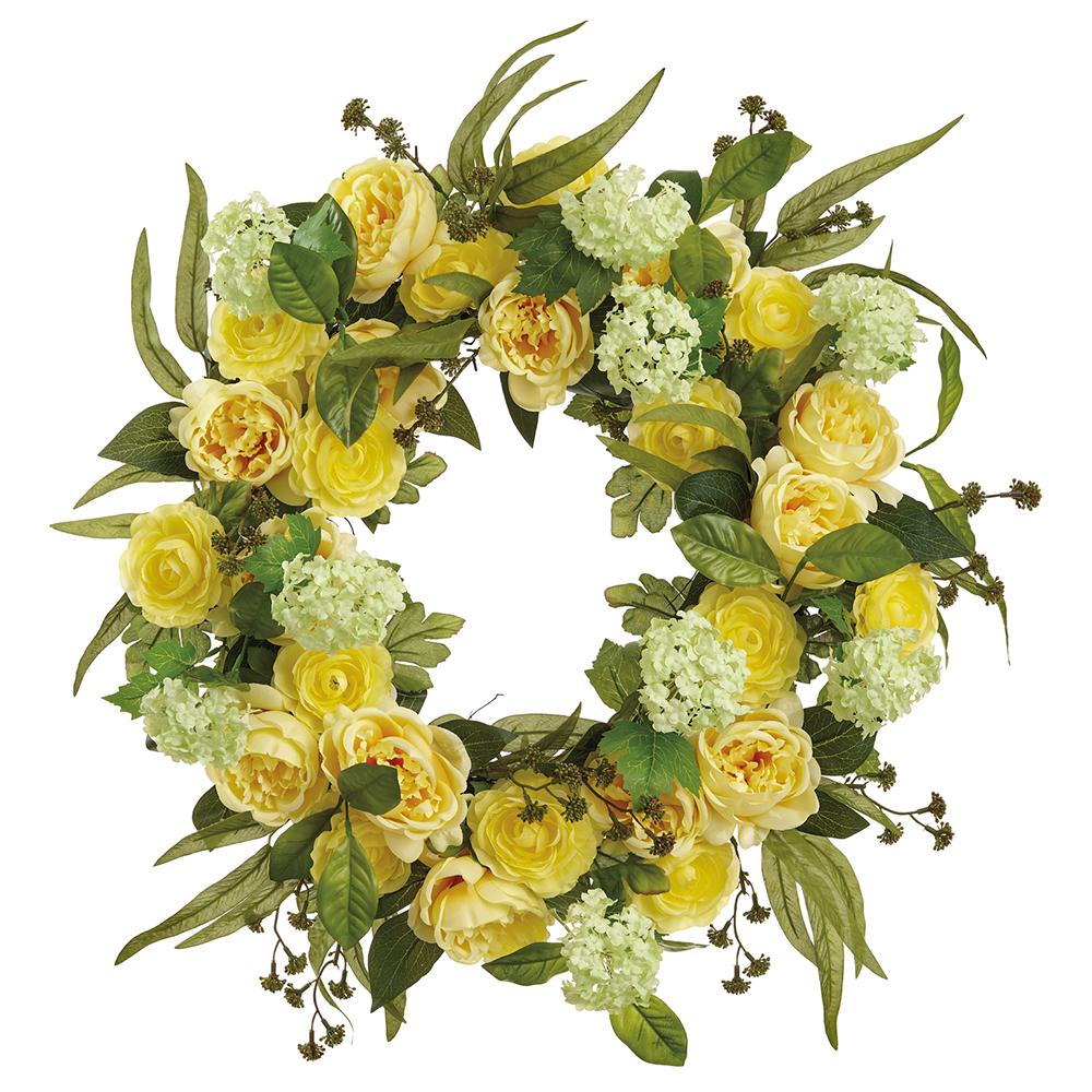 28"Cabbage Rose + Snowball Wreath