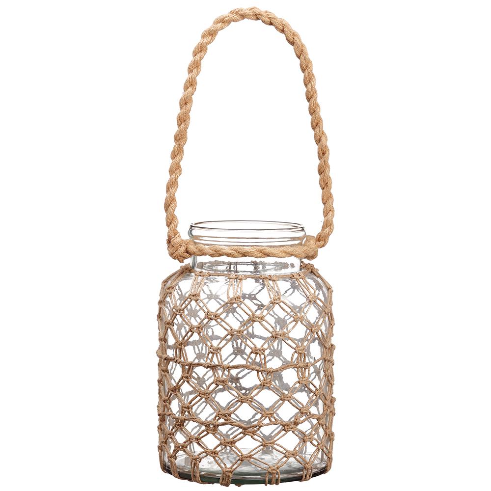 11"Hx7.5"D Glass Lantern