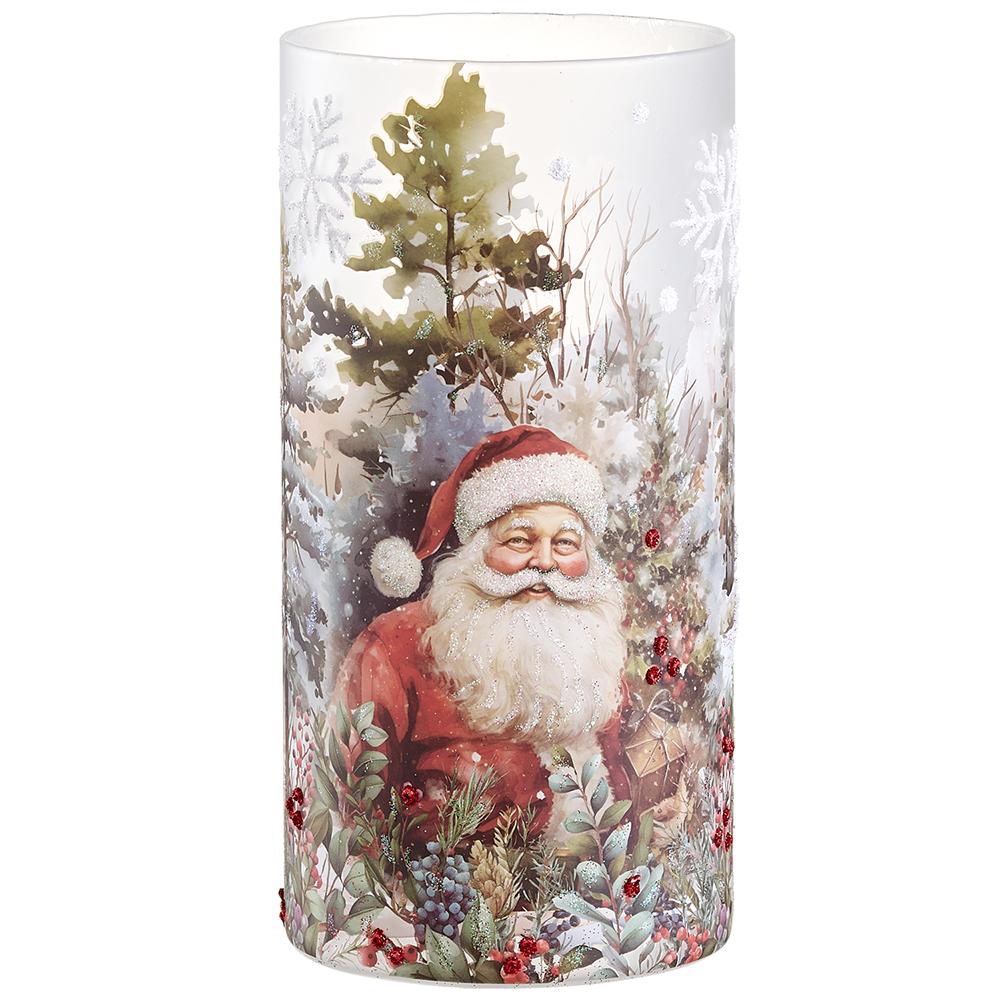 8"  Glass Santa Candleholder