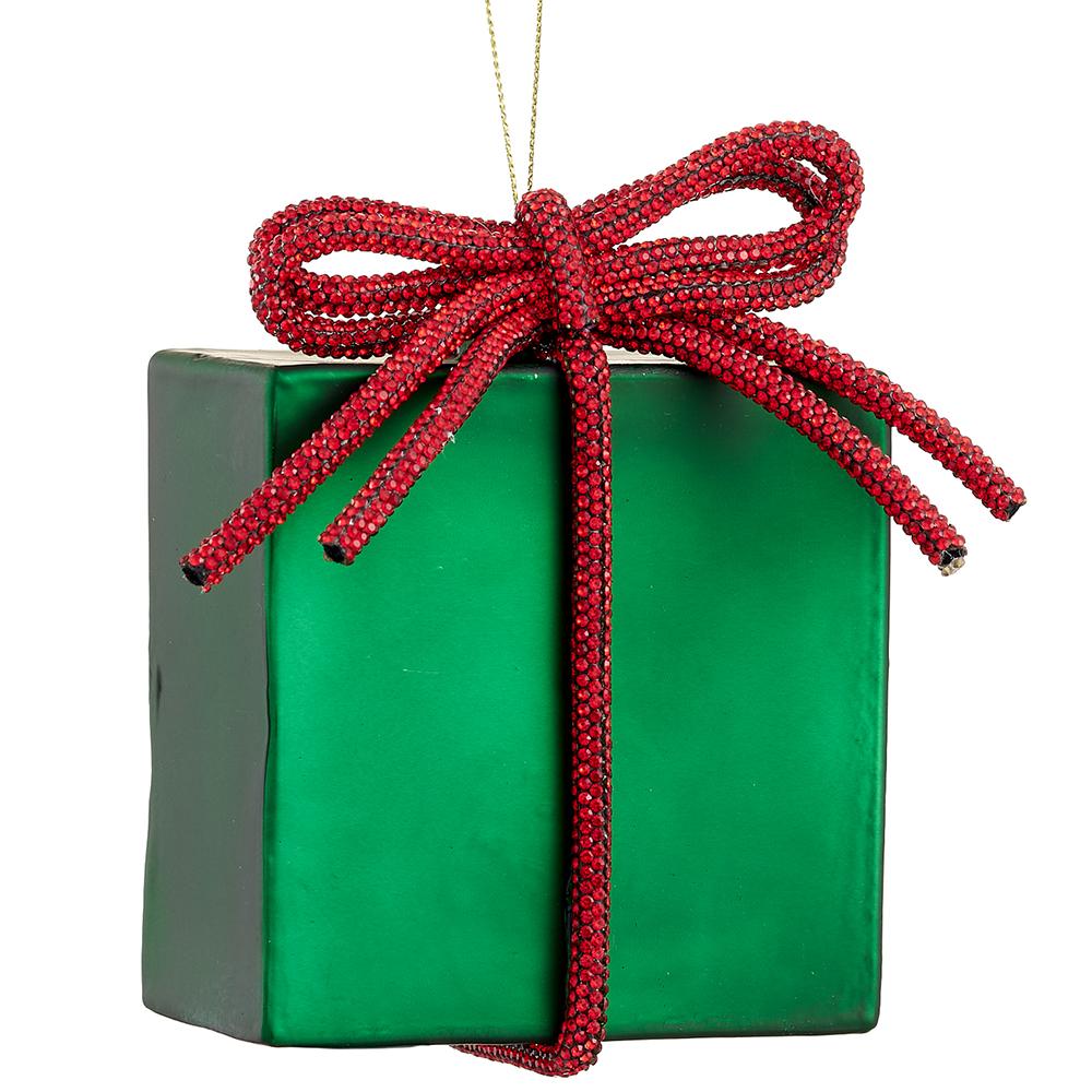 45" Glittered Ornament with Diamond Bow Trim