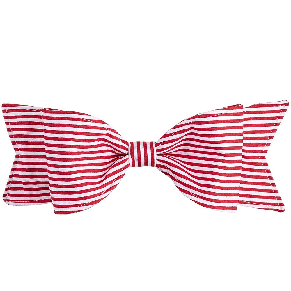 15.5"Stripe Bow With Clip - Red White