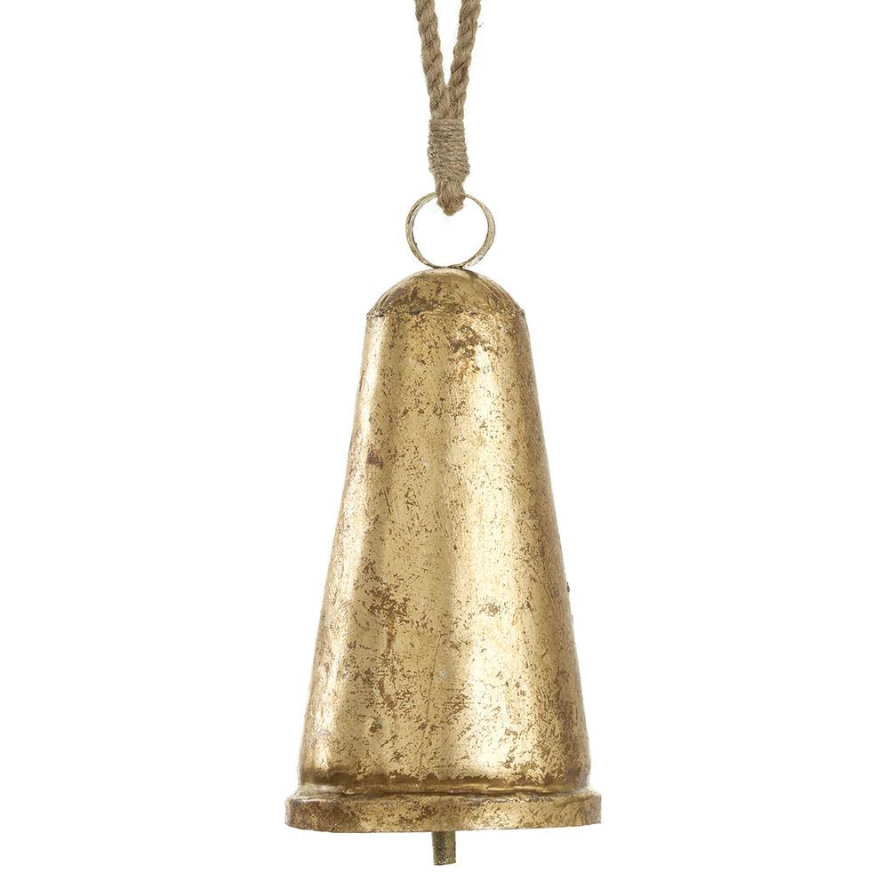 12"  Metal  Bell Ornament  - Gold Antique