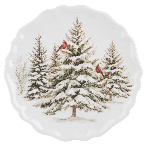 Cardinal in Winter Forest Salad Plate
