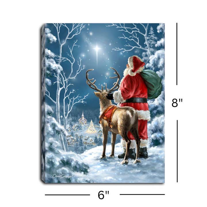 Mini Lighted Easel Back - 8x6 - Starry Night Santa
