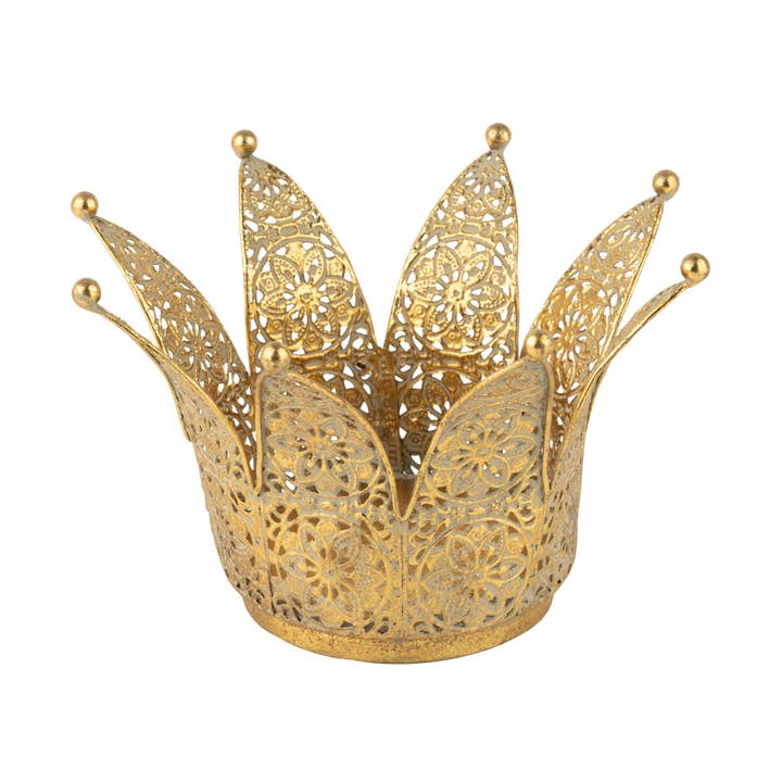 Antique Gold Filigree Crown Holder 7"