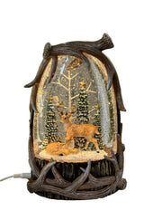 #12 -8.75"H LIGHTED SWIRL ANTLER CASING; DEER FAMILY IN FOREST