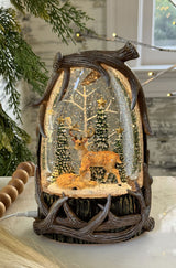 #12 -8.75"H LIGHTED SWIRL ANTLER CASING; DEER FAMILY IN FOREST