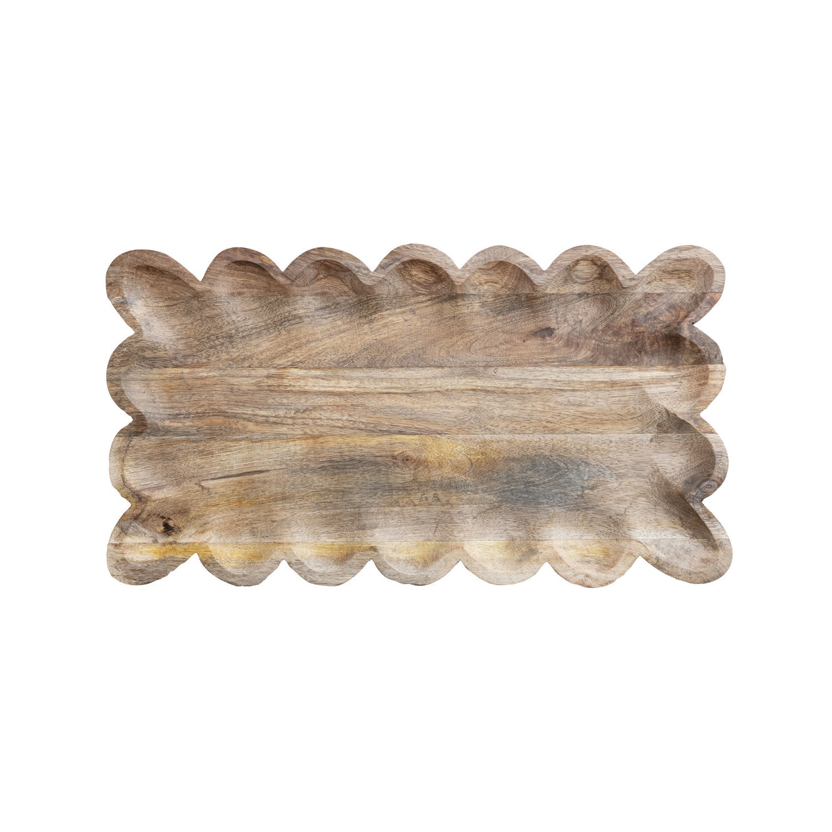 Mango Wood Tray w/ Scalloped Edge -  Natural