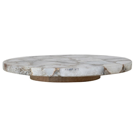 Agate Lazy Susan w/ Mango Wood Base, Natural (Each One Will Vary)