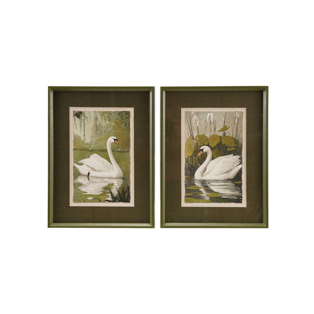 Wood Framed Glass Wall Decor with Swan & Mat, 2 Styles