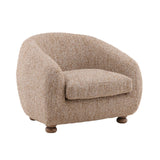 Peggy Occasional Chair in brown upholstery with mid-century modern design and tapered wood legs