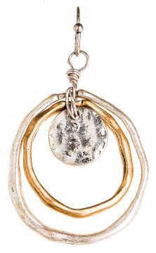 Two Toned Disc Center Circles Earrings