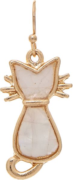 Mother Of Pearl Sitting Kitty Earrings