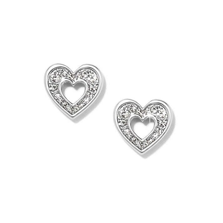 Enchanting Heart Post Earrings - Silver