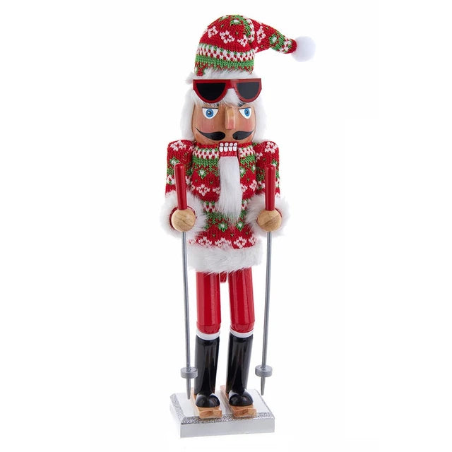 15"Wooden Ski Santa Nutcracker