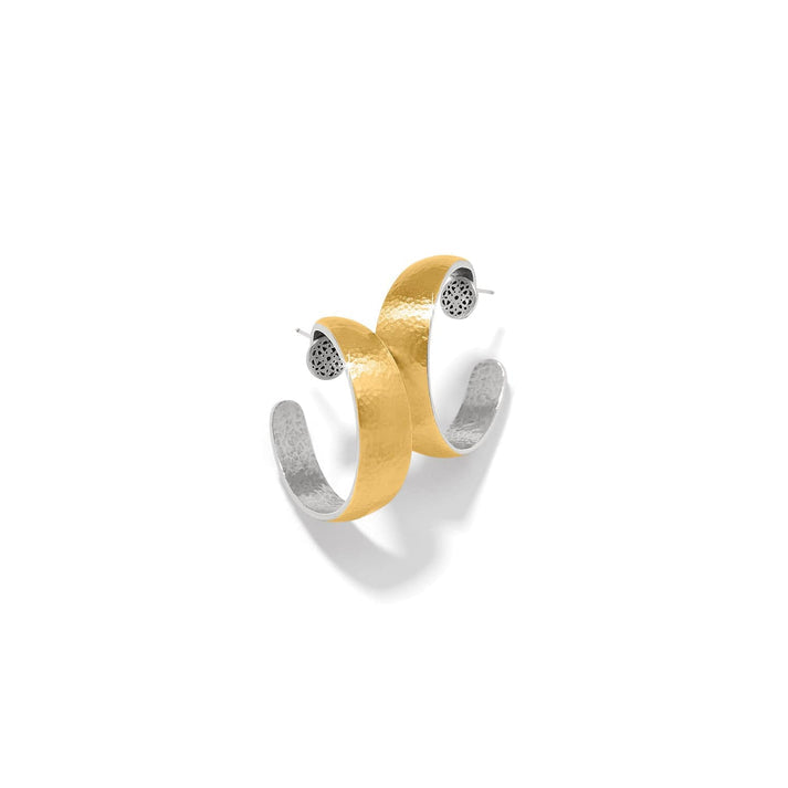 Ferrara Entrata Moon Small Hoop Earrings - Silver-Gold