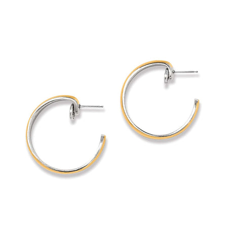 Ferrara Entrata Moon Small Hoop Earrings - Silver-Gold