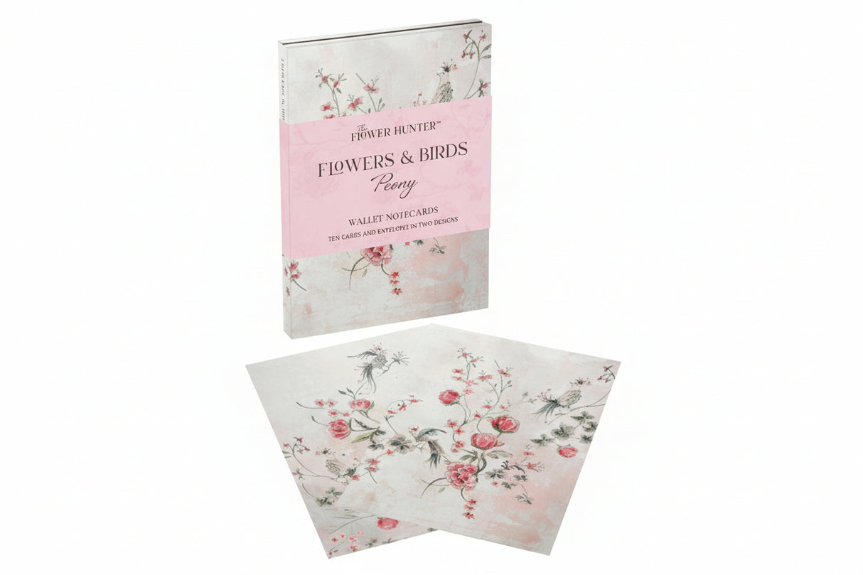 Flowers & Birds Peony Wallet Notecards