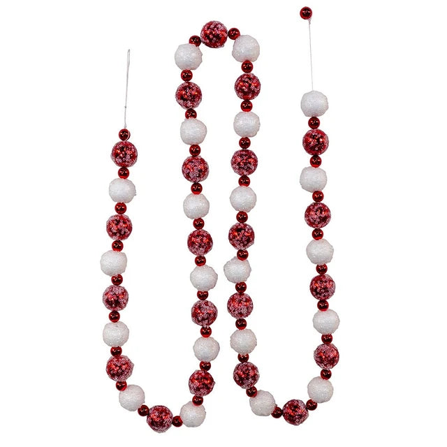 6'red/White Frost Bead Garland
