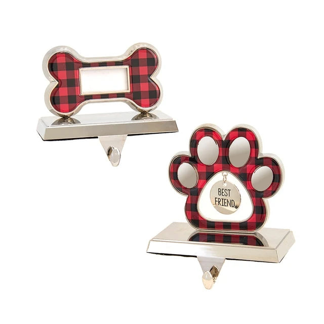 4.9-5.5"Red/Black Dogbone/Paw Stocking Holders
