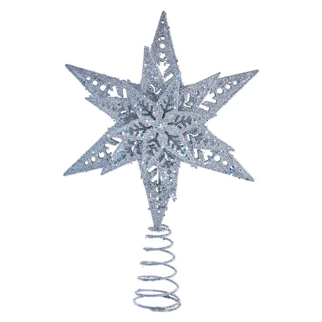 13"Plastic Glitter Silver Snowflake Tree
