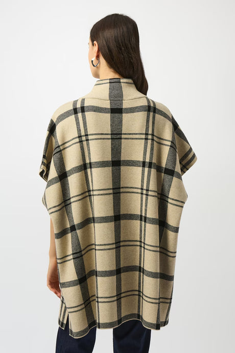 Jacquard Sweater Knit Plaid Poncho