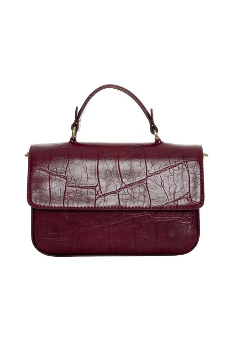 Burgundy Wilma Faux Croc Mini Flap Top Handle Crossbody