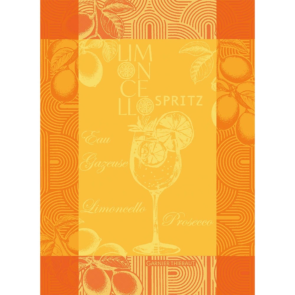 Limoncello Spritz Soleil Kitchen Towel 22"x31", 56cm x 78cm, 100% Cotton, Jacquard